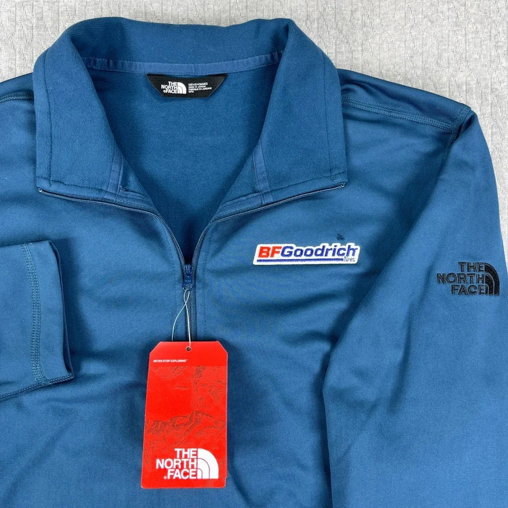 new The North Face Tech 1/4 Zip Fleece Men Medium Blue Wing Teal BFGoodrich Tire